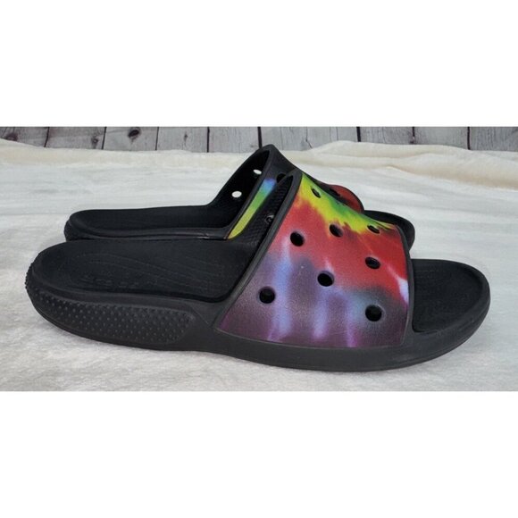 CROCS Unisex Tie-Dye Multicolor Comfort Slide Sandals Men’s 7 Women’s 9 EUC - Picture 4 of 7
